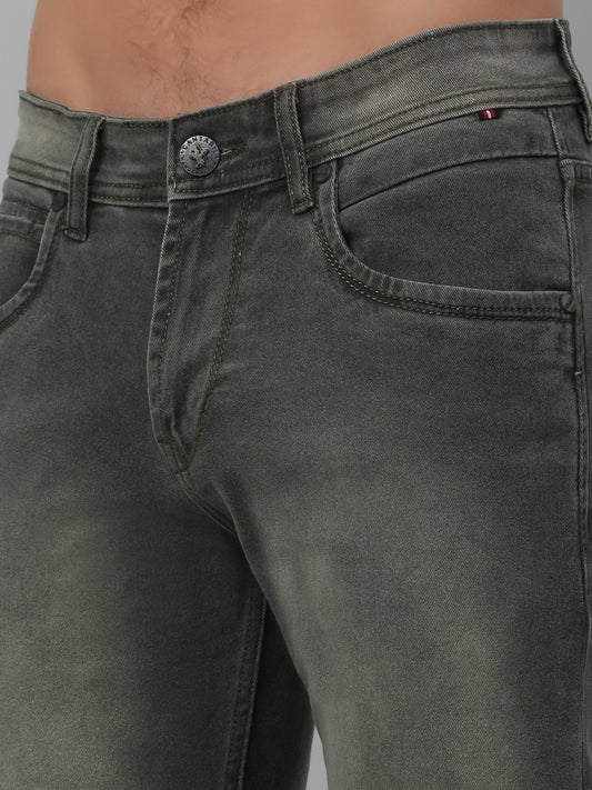 Denim Jeans for Men l Breathable & Soft with Color Fastness Ultra Narrow Fit Cotton Fabric Solid Pattern Button Closure