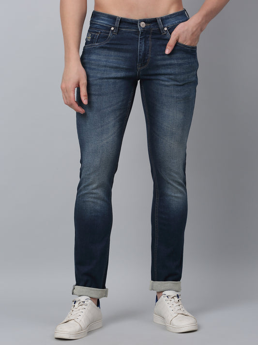 Denim Jeans for Men l Breathable & Soft with Color Fastness Ultra Narrow Fit Cotton Fabric Solid Pattern Button Closure