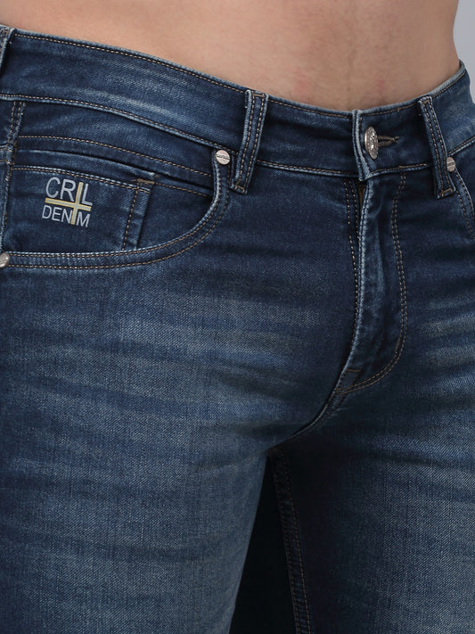 Denim Jeans for Men l Breathable & Soft with Color Fastness Ultra Narrow Fit Cotton Fabric Solid Pattern Button Closure