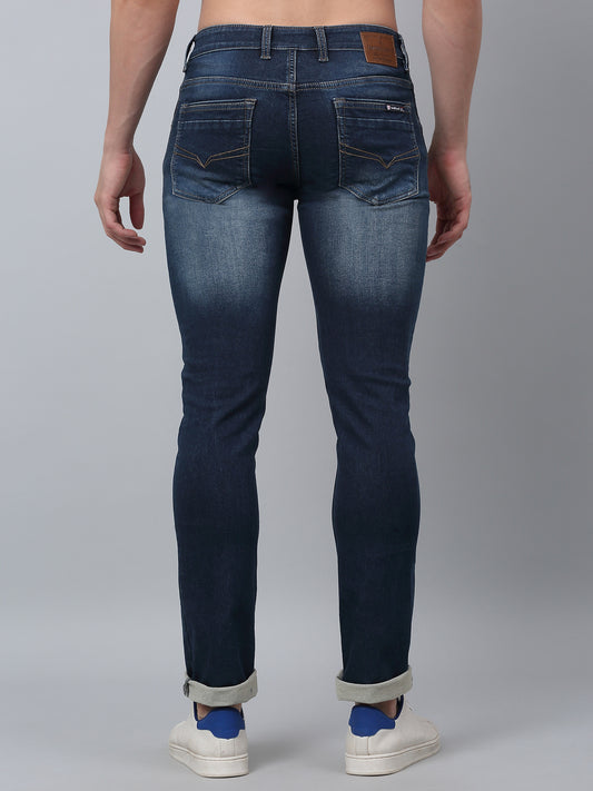 Denim Jeans for Men l Breathable & Soft with Color Fastness Ultra Narrow Fit Cotton Fabric Solid Pattern Button Closure