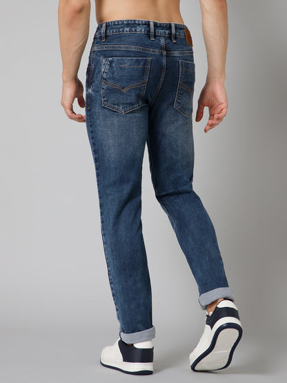 Men's Ultra Narrow fit Heavy Fade Indigo Blue  Jeans