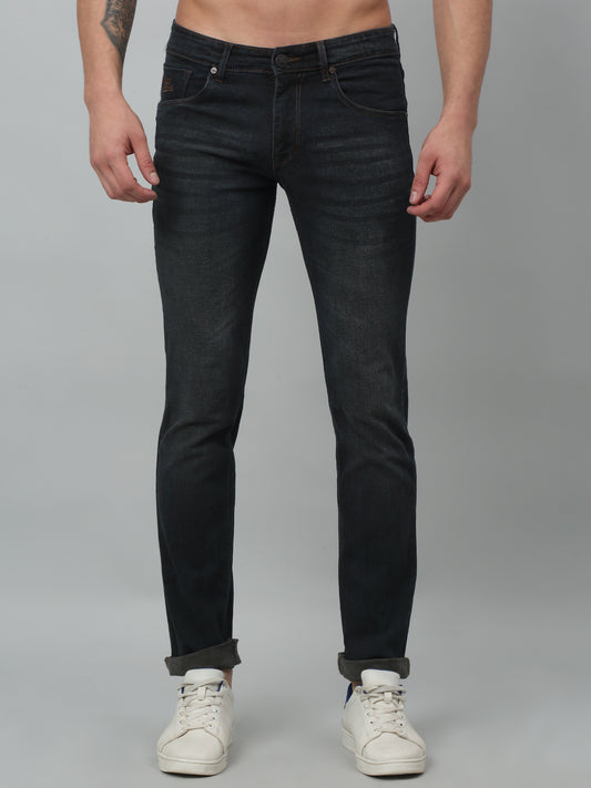 Denim Jeans for Men l Breathable & Soft with Color Fastness Ultra Narrow Fit Cotton Fabric Solid Pattern Button Closure