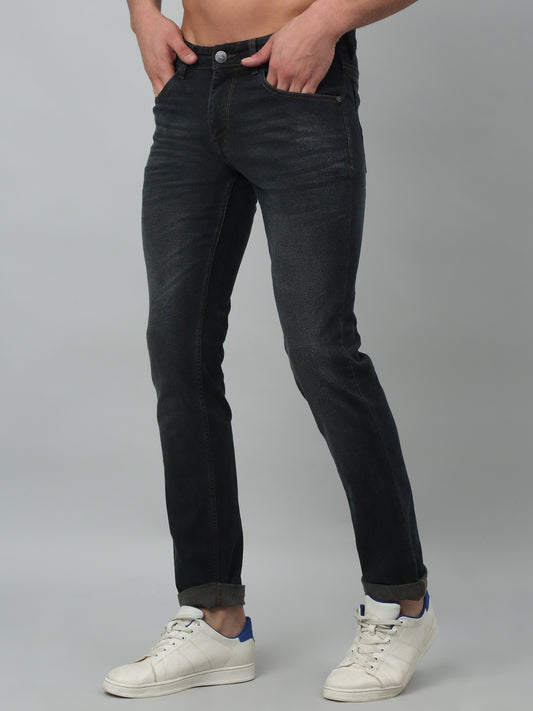 Denim Jeans for Men l Breathable & Soft with Color Fastness Ultra Narrow Fit Cotton Fabric Solid Pattern Button Closure