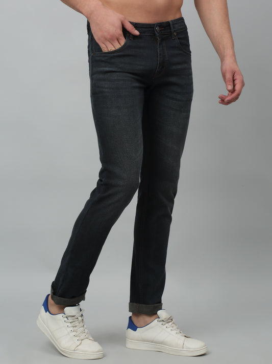 Denim Jeans for Men l Breathable & Soft with Color Fastness Ultra Narrow Fit Cotton Fabric Solid Pattern Button Closure