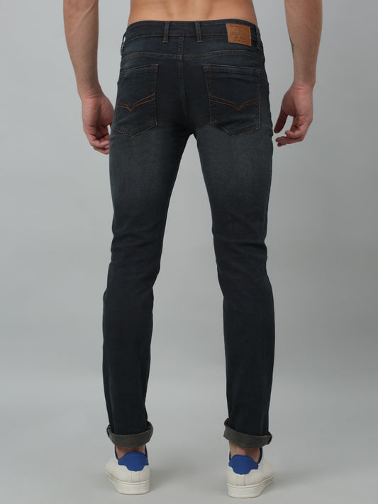 Denim Jeans for Men l Breathable & Soft with Color Fastness Ultra Narrow Fit Cotton Fabric Solid Pattern Button Closure