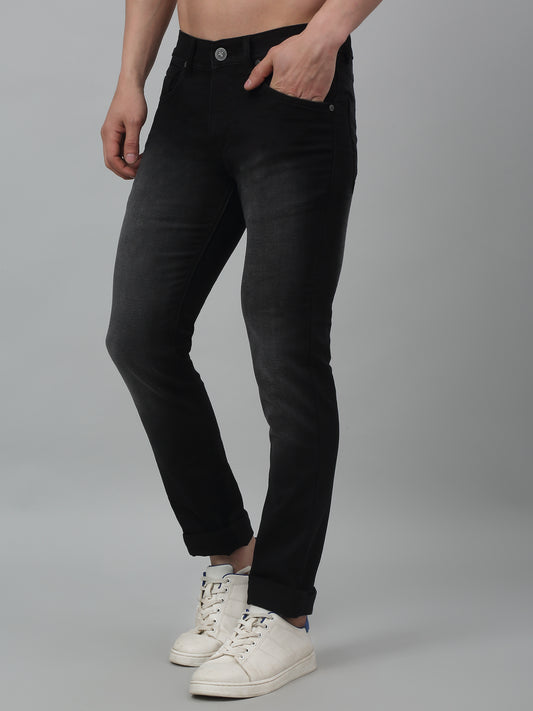 Denim Jeans for Men l Breathable & Soft with Color Fastness Ultra Narrow Fit Cotton Fabric Solid Pattern Button Closure