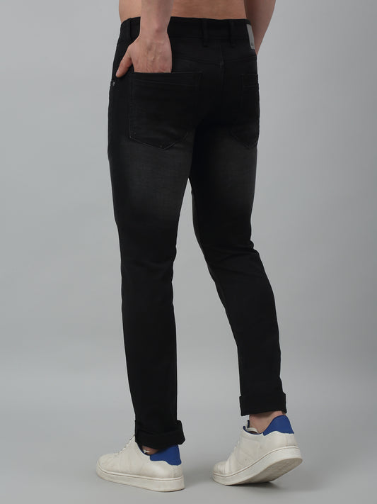 Denim Jeans for Men l Breathable & Soft with Color Fastness Ultra Narrow Fit Cotton Fabric Solid Pattern Button Closure