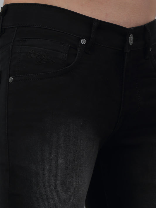 Denim Jeans for Men l Breathable & Soft with Color Fastness Ultra Narrow Fit Cotton Fabric Solid Pattern Button Closure