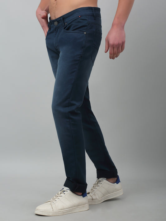 Denim Jeans for Men l Breathable & Soft with Color Fastness Ultra Narrow Fit Cotton Fabric Solid Pattern Button Closure