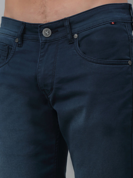 Denim Jeans for Men l Breathable & Soft with Color Fastness Ultra Narrow Fit Cotton Fabric Solid Pattern Button Closure