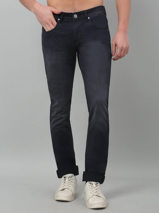 Denim Jeans for Men l Breathable & Soft with Color Fastness Ultra Narrow Fit Cotton Fabric Solid Pattern Button Closure