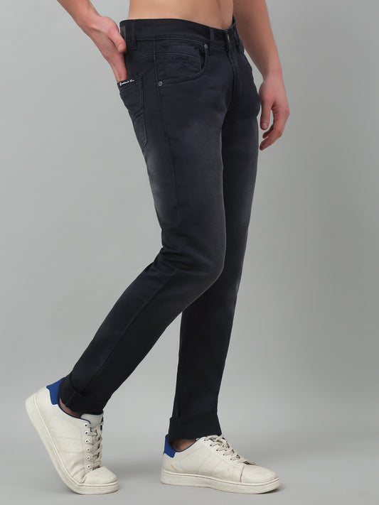 Denim Jeans for Men l Breathable & Soft with Color Fastness Ultra Narrow Fit Cotton Fabric Solid Pattern Button Closure