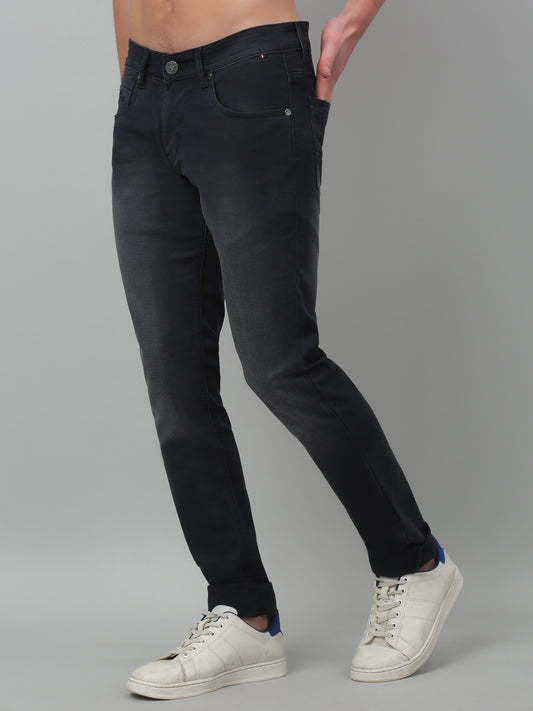 Denim Jeans for Men l Breathable & Soft with Color Fastness Ultra Narrow Fit Cotton Fabric Solid Pattern Button Closure