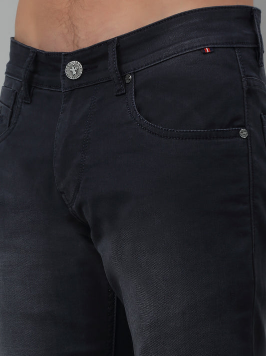 Denim Jeans for Men l Breathable & Soft with Color Fastness Ultra Narrow Fit Cotton Fabric Solid Pattern Button Closure