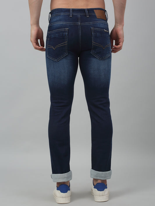 Denim Jeans for Men l Breathable & Soft with Color Fastness Ultra Narrow Fit Cotton Fabric Solid Pattern Button Closure