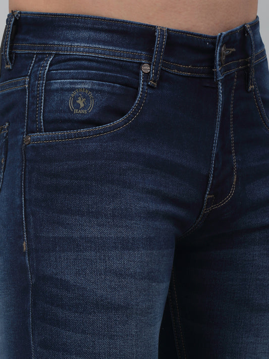 Denim Jeans for Men l Breathable & Soft with Color Fastness Ultra Narrow Fit Cotton Fabric Solid Pattern Button Closure