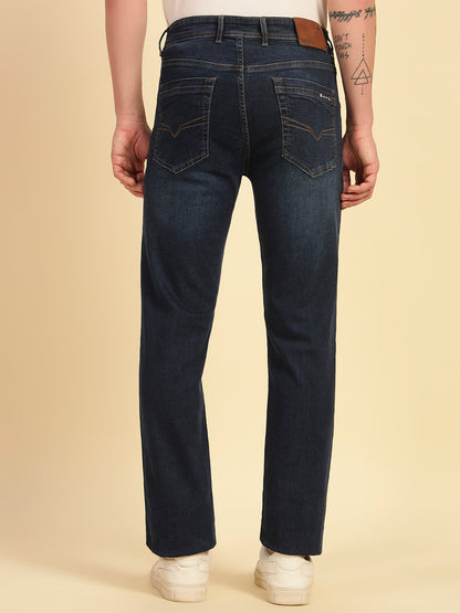Denim Jeans for Men | Breathable & Soft with Color Fastness Straight Fit Cotton Blend Fabric Solid Pattern Button Closure