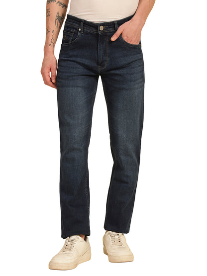 Denim Jeans for Men | Breathable & Soft with Color Fastness Straight Fit Cotton Blend Fabric Solid Pattern Button Closure