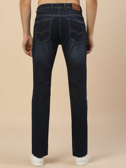 Denim Jeans for Men | Breathable & Soft with Color Fastness Straight Fit Poly Cotton Fabric Solid Pattern Button Closure