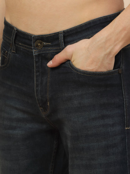 Denim Jeans for Men | Breathable & Soft with Color Fastness Straight Fit Poly Cotton Fabric Solid Pattern Button Closure