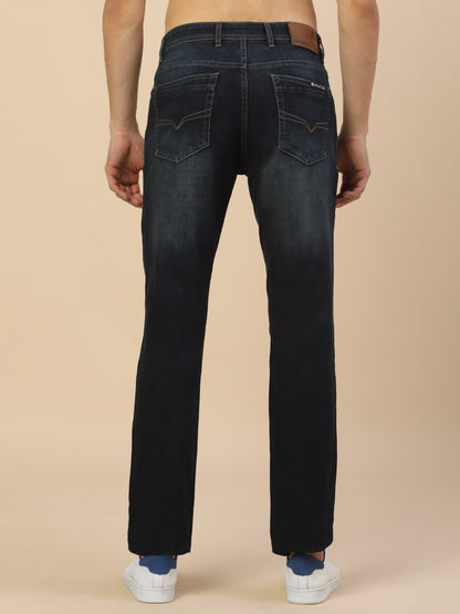 Denim Jeans for Men | Breathable & Soft with Color Fastness Straight Fit Poly Cotton Fabric Solid Pattern Button Closure