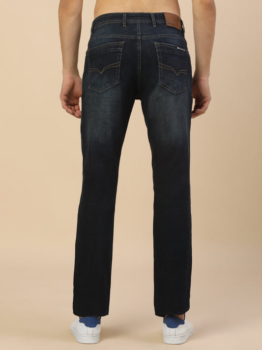 Denim Jeans for Men | Breathable & Soft with Color Fastness Straight Fit Poly Cotton Fabric Solid Pattern Button Closure