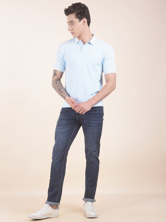 Men's Dark Carbon Blue Slim Fit Casual Denim Jeans