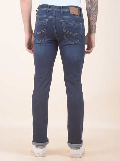 Men's Dark Carbon Blue Slim Fit Casual Denim Jeans