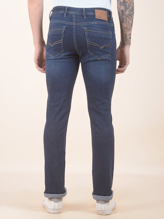 Men's Dark Carbon Blue Slim Fit Casual Denim Jeans