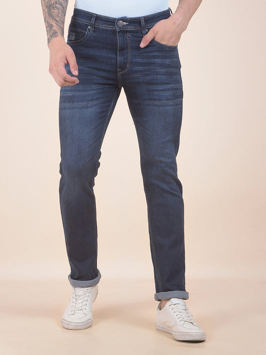 Men's Dark Carbon Blue Slim Fit Casual Denim Jeans