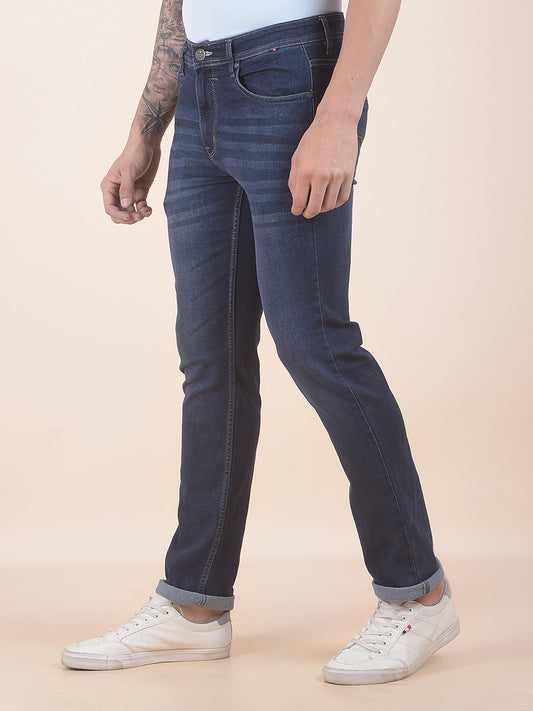 Men's Dark Carbon Blue Slim Fit Casual Denim Jeans