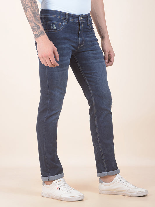 Men's Dark Carbon Blue Slim Fit Casual Denim Jeans