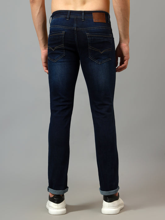 Denim Jeans for Men l Breathable & Soft with Color Fastness Ultra Narrow Fit Cotton Fabric Solid Pattern Button Closure