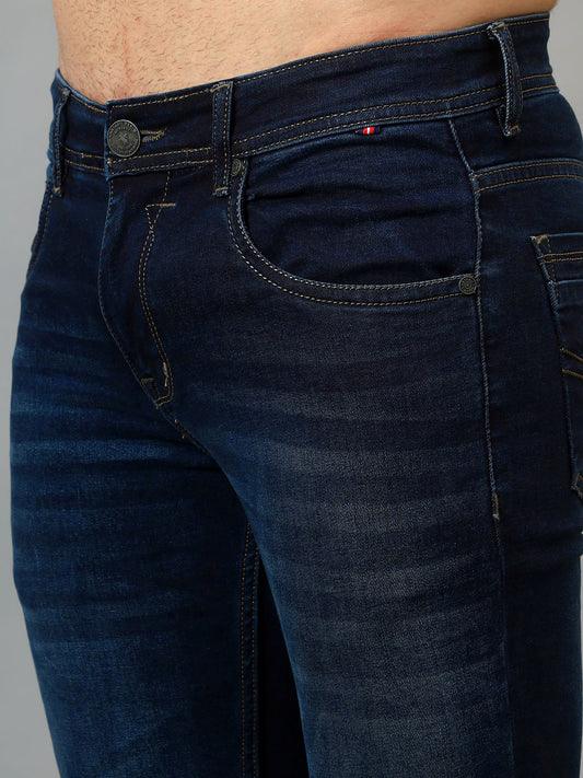 Denim Jeans for Men l Breathable & Soft with Color Fastness Ultra Narrow Fit Cotton Fabric Solid Pattern Button Closure