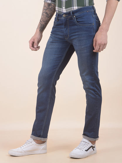 Men's Dark Indigo Slim Fit Casual Denim Jeans