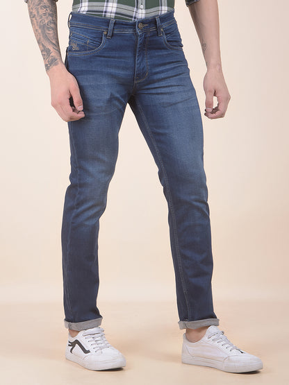 Men's Dark Indigo Slim Fit Casual Denim Jeans