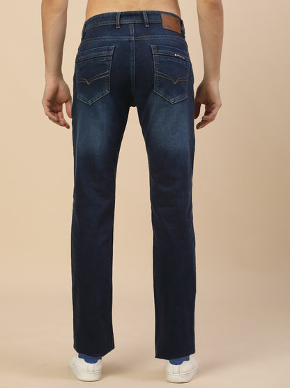 Denim Jeans for Men | Breathable & Soft with Color Fastness Straight Fit Poly Cotton Fabric Solid Pattern Button Closure