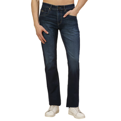 Denim Jeans for Men | Breathable & Soft with Color Fastness Straight Fit Poly Cotton Fabric Solid Pattern Button Closure