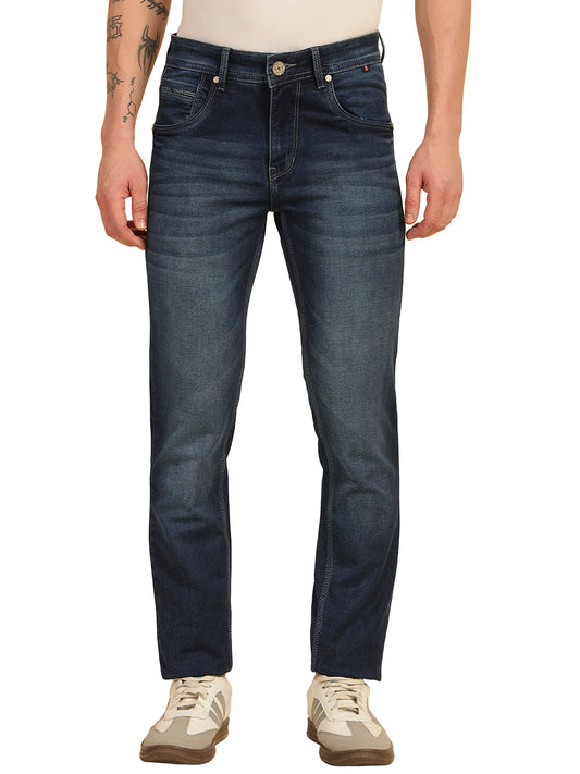 Denim Jeans for Men | Breathable & Soft with Color Fastness Ultra Narrow Fit Cotton Blend Fabric Solid Pattern Button Closure