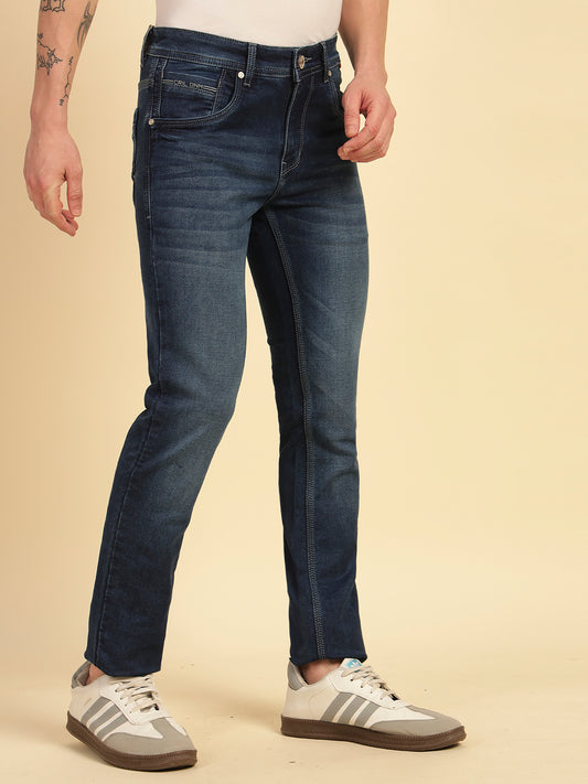 Denim Jeans for Men | Breathable & Soft with Color Fastness Ultra Narrow Fit Cotton Blend Fabric Solid Pattern Button Closure