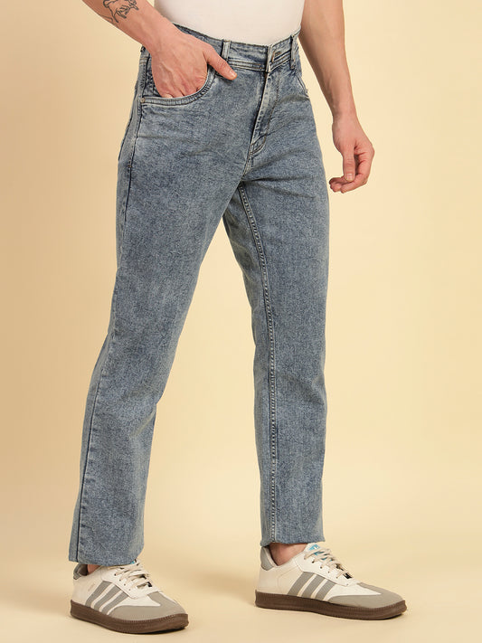 Denim Jeans for Men | Breathable & Soft with Color Fastness Ultra Narrow Fit Cotton Blend Fabric Solid Pattern Button Closure
