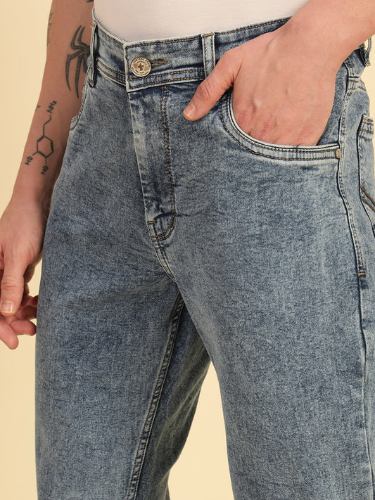 Denim Jeans for Men | Breathable & Soft with Color Fastness Ultra Narrow Fit Cotton Blend Fabric Solid Pattern Button Closure