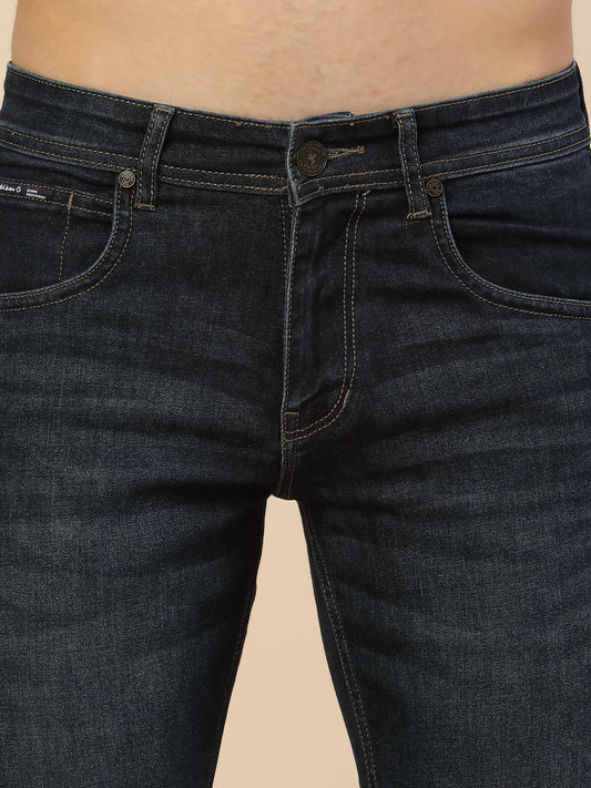 Denim Jeans for Men | Breathable & Soft with Color Fastness Straight Fit Poly Cotton Fabric Solid Pattern Button Closure