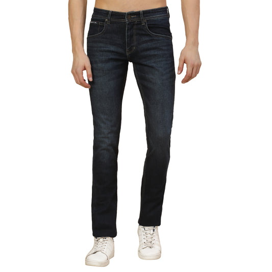 Denim Jeans for Men | Breathable & Soft with Color Fastness Straight Fit Poly Cotton Fabric Solid Pattern Button Closure