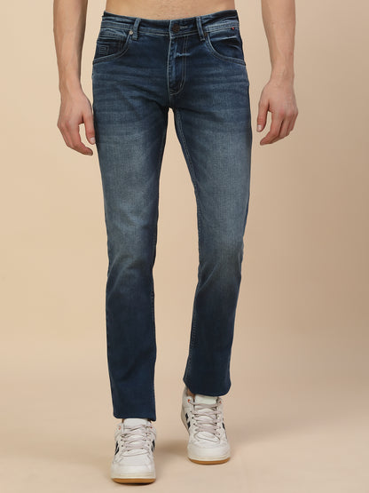Denim Jeans for Men | Breathable & Soft with Color Fastness Straight Fit Cotton Blend Fabric Solid Pattern Button Closure