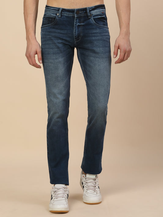 Denim Jeans for Men | Breathable & Soft with Color Fastness Straight Fit Cotton Blend Fabric Solid Pattern Button Closure