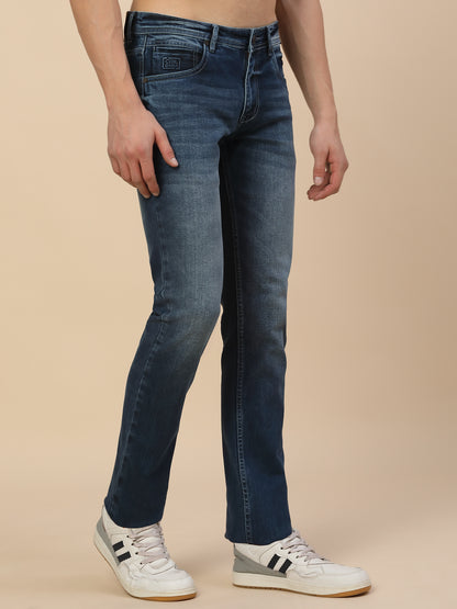 Denim Jeans for Men | Breathable & Soft with Color Fastness Straight Fit Cotton Blend Fabric Solid Pattern Button Closure