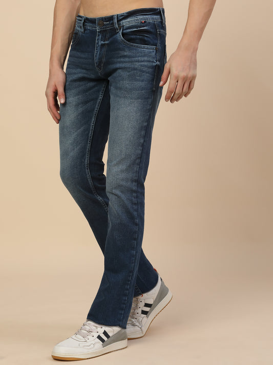 Denim Jeans for Men | Breathable & Soft with Color Fastness Straight Fit Cotton Blend Fabric Solid Pattern Button Closure