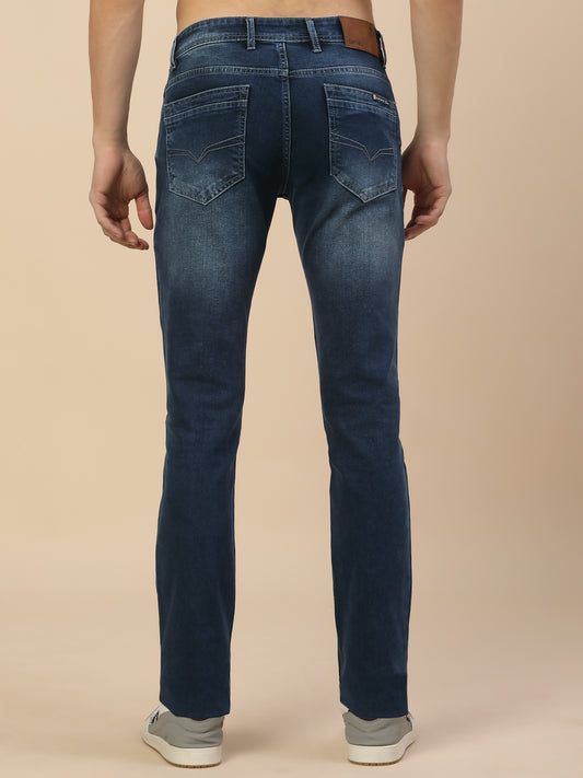 Denim Jeans for Men | Breathable & Soft with Color Fastness Straight Fit Cotton Blend Fabric Solid Pattern Button Closure