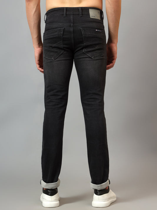 Denim Jeans for Men l Breathable & Soft with Color Fastness Ultra Narrow Fit Cotton Fabric Solid Pattern Button Closure